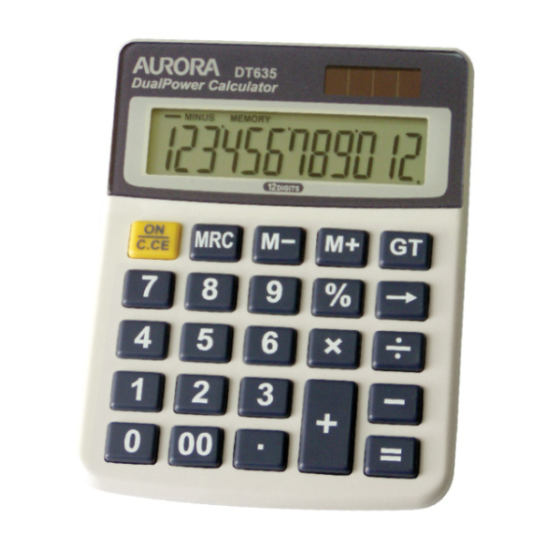 AURORA 12 DIGIT DUAL POWER CALCULATOR DT635