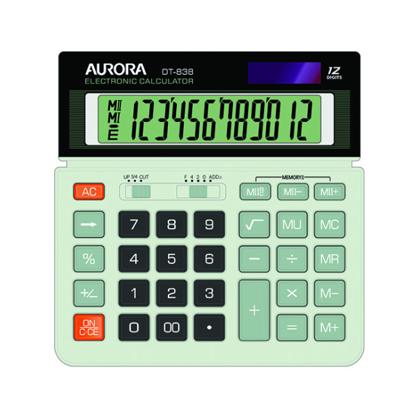 AURORA 12 DIGIT DUAL POWER CALCULATOR DT838