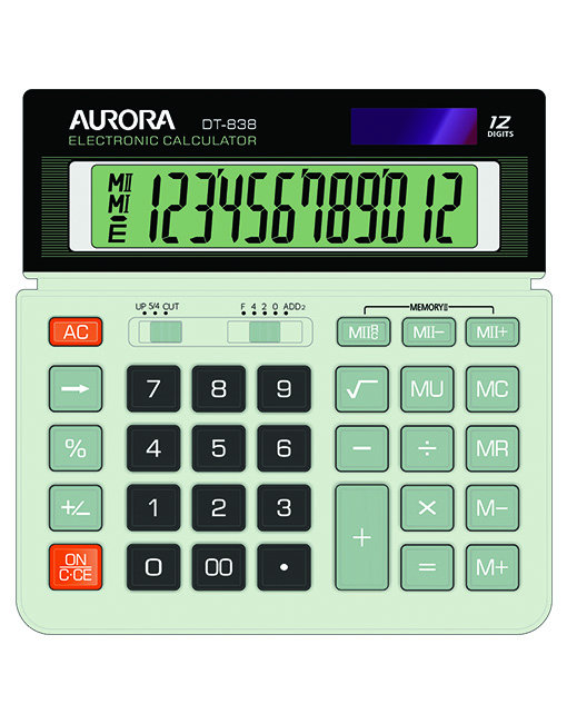 AURORA 12 DIGIT DUAL POWER CALCULATOR DT838