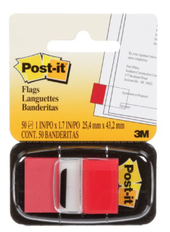 3M 680-1 STD TAPE FLAGS 1" x 1.7"- Red