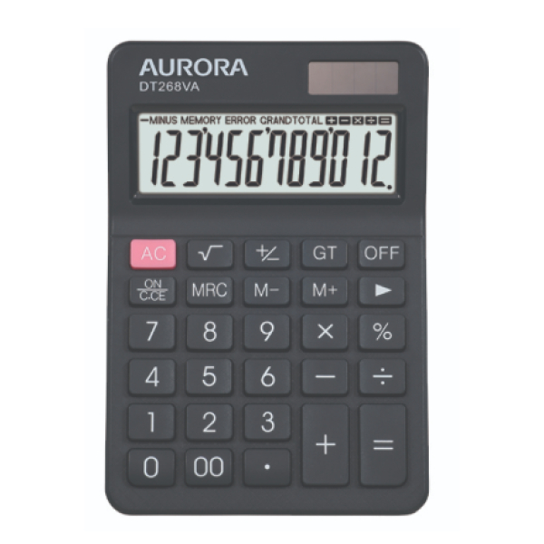 AURORA 12-DIGIT DUAL POWER CALCULATOR DT268