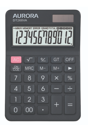 AURORA 12-DIGIT DUAL POWER CALCULATOR DT268