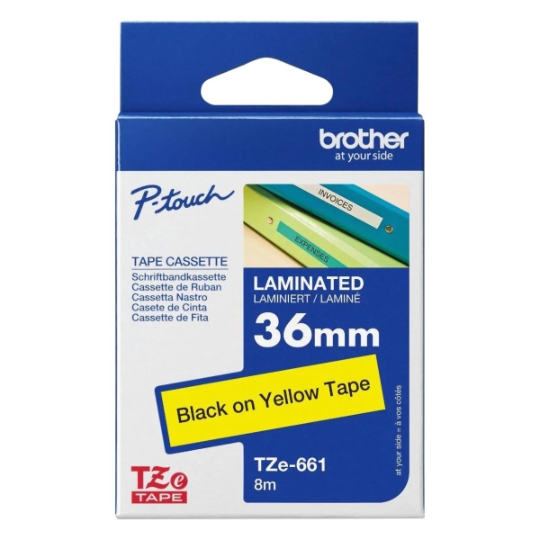 BROTHER LABEL TAPE 36mm TZe-661 - Black on Yellow BROTHER LABEL TAPE 6mm TZ-611 - Black on Yellow
