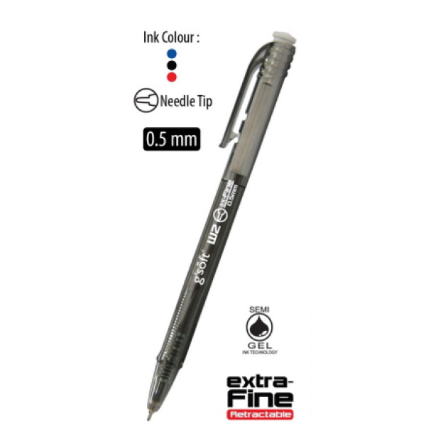 G'SOFT BALL PEN RETRACTABLE 0.5MM BP-GS-W2 - BLACK