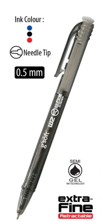 G'SOFT BALL PEN RETRACTABLE 0.5MM BP-GS-W2 - BLACK
