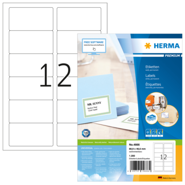 HERMA SUPERPRINT LABEL 88.9 X 46.6 mm #4666