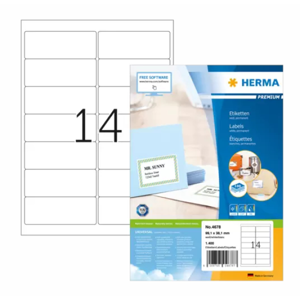 HERMA SUPERPRINT LABEL 99.1 x 38.1mm #4678