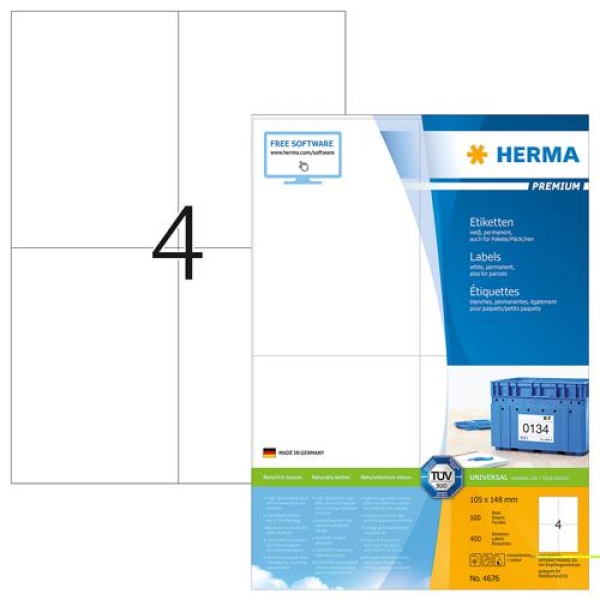 HERMA SUPERPRINT LABEL A4 105 X 148.5mm #4676