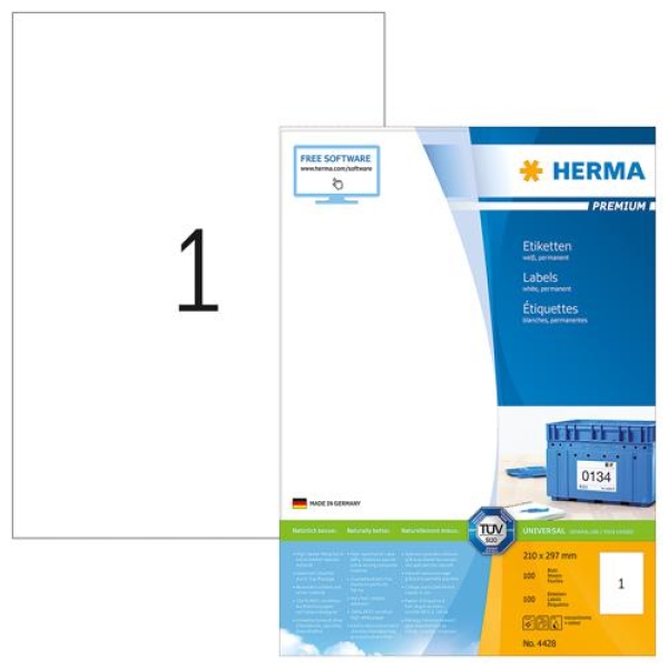 HERMA SUPERPRINT LABEL A4 210 x 297mm #4428