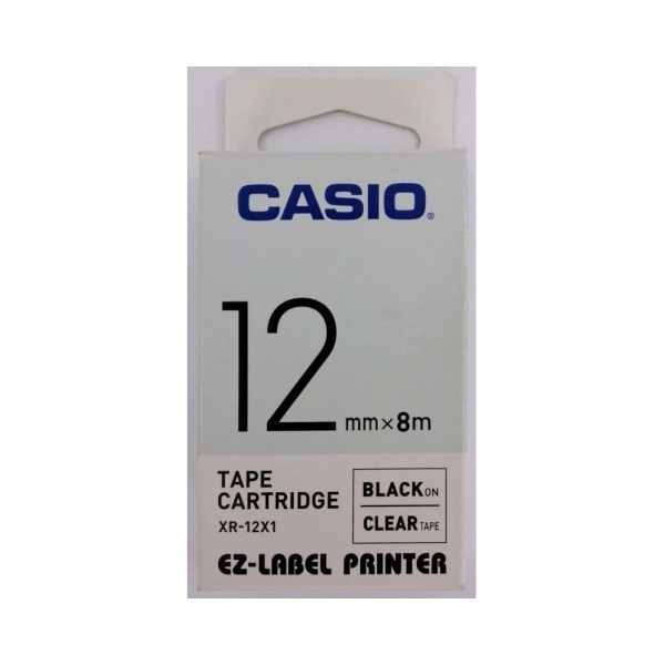 CASIO LABEL PRINTING TAPE 12MM - Black on Clear