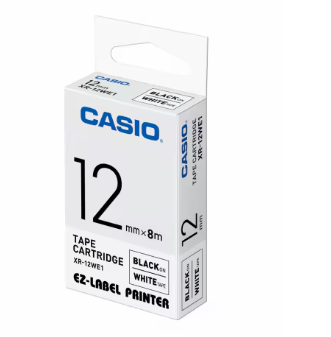 CASIO LABEL PRINTING TAPE 12MM -BLACK ON  White (XR-12WE1)