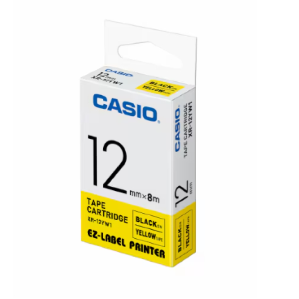 CASIO LABEL PRINTING TAPE 12MM - Black on Yellow (XR-12YW1)