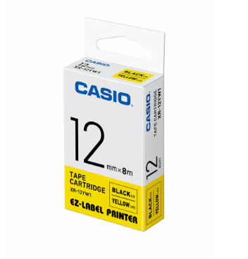 CASIO LABEL PRINTING TAPE 12MM - Black on Yellow (XR-12YW1)