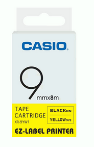 CASIO LABEL PRINTING TAPE 9MM - Black on Yellow (XR-9YW1)