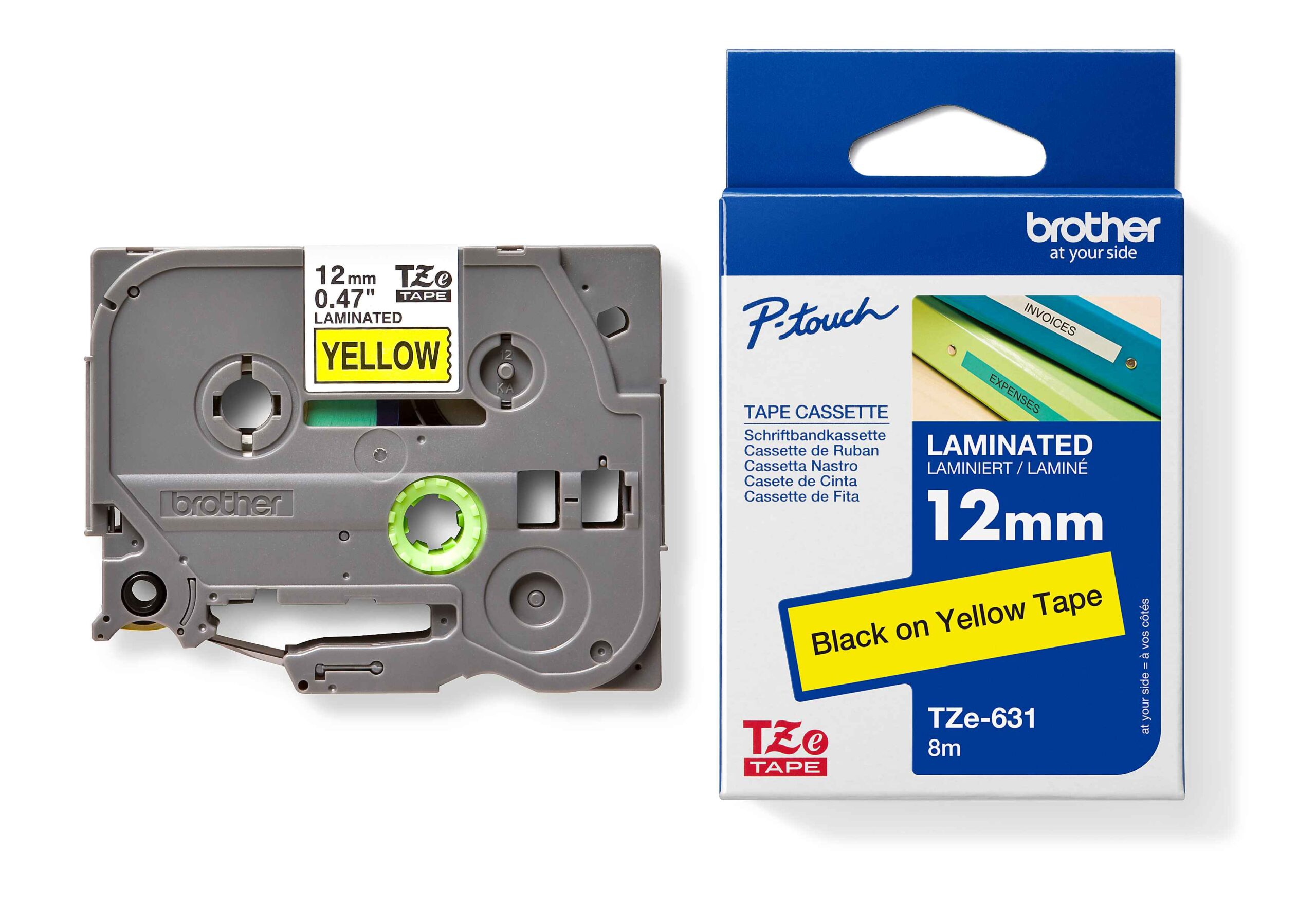 BROTHER LABEL TAPE 12mm TZE-631 - Black on Yellow