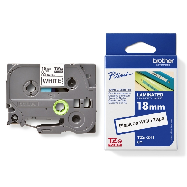 Label Tape 18Mm Tze-241 - Black On White BROTHER LABEL TAPE 18mm TZE-241 - Black on White