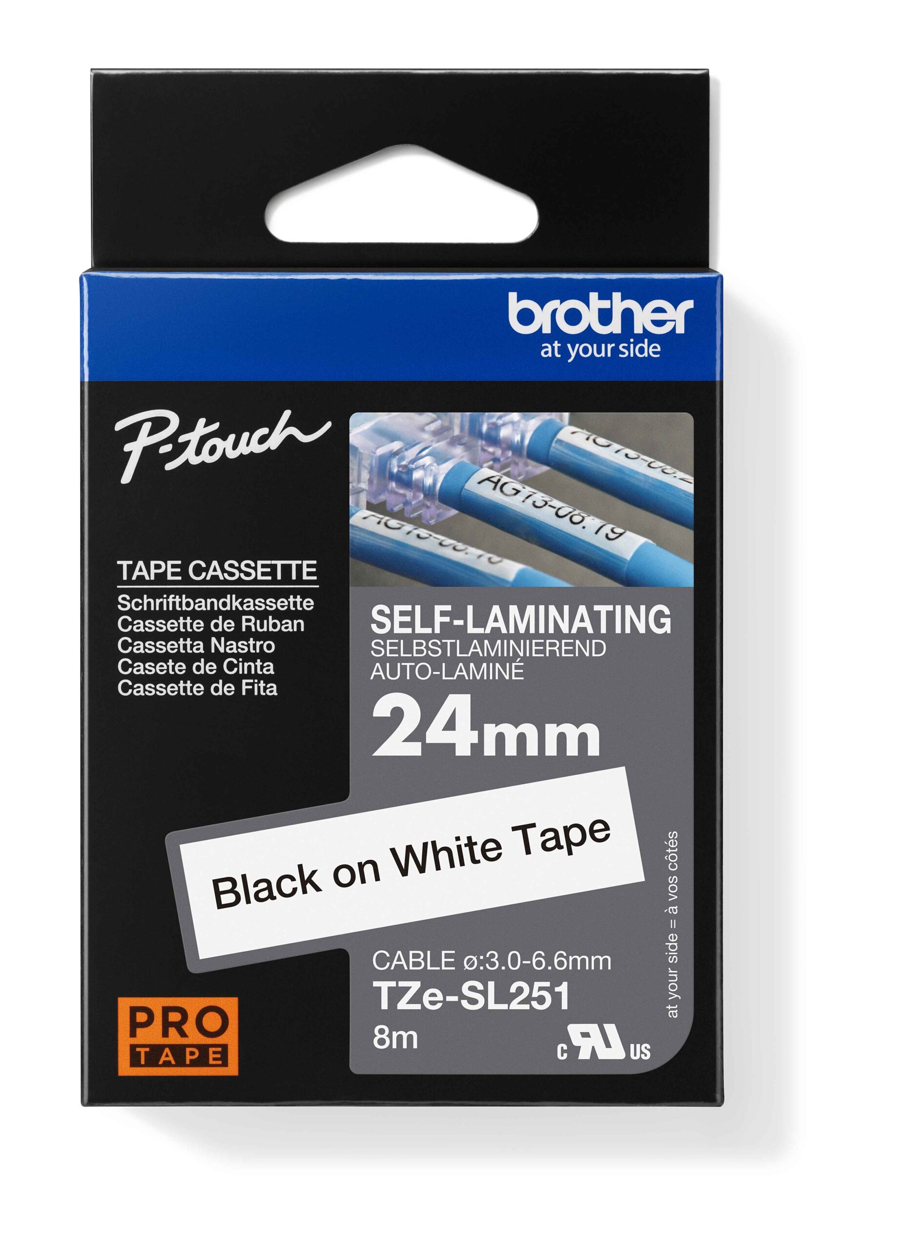 BROTHER LABEL TAPE 24mm TZE-251 - Black on White