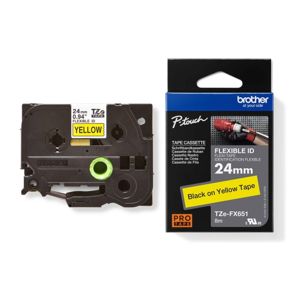 Label Tape 24Mm Tze-651 - Black On Yellow BROTHER LABEL TAPE 24mm TZE-651 - Black on Yellow