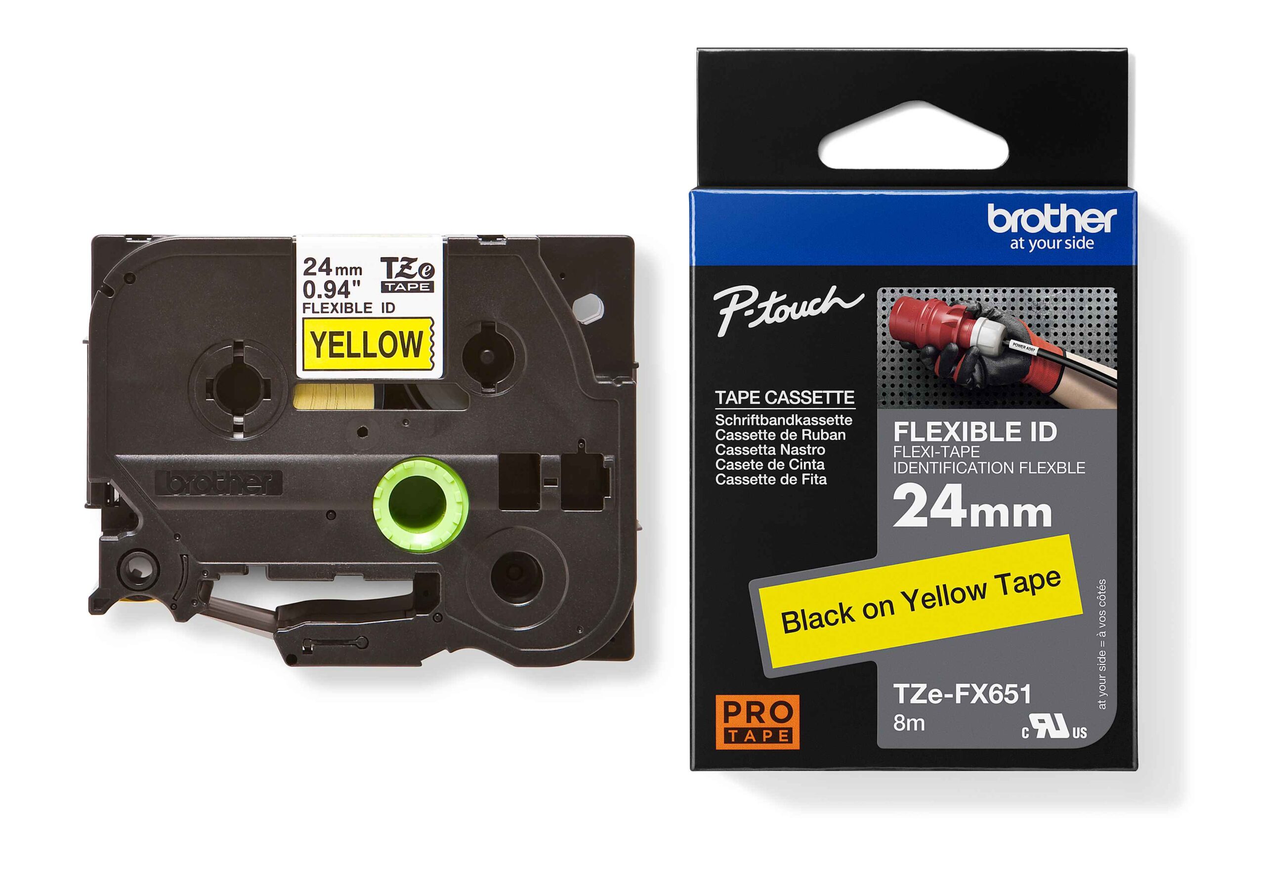 BROTHER LABEL TAPE 24mm TZE-651 - Black on Yellow