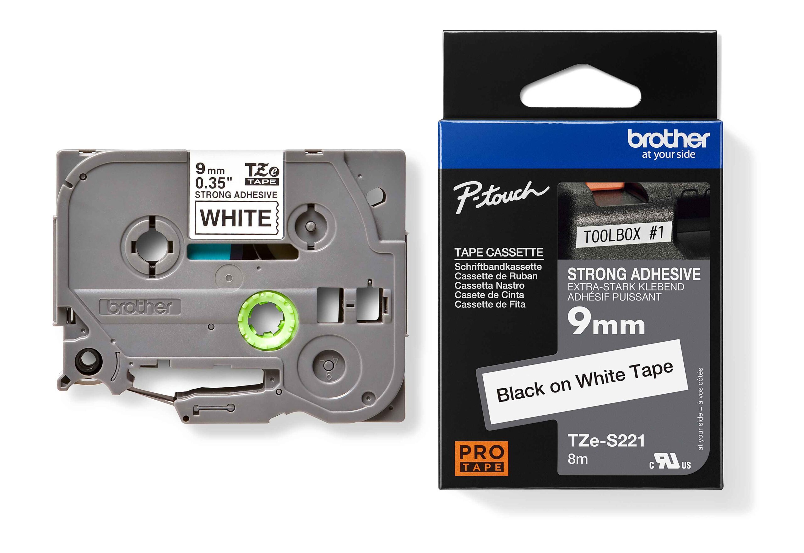 BROTHER LABEL TAPE 9mm M-K221 - Black on White