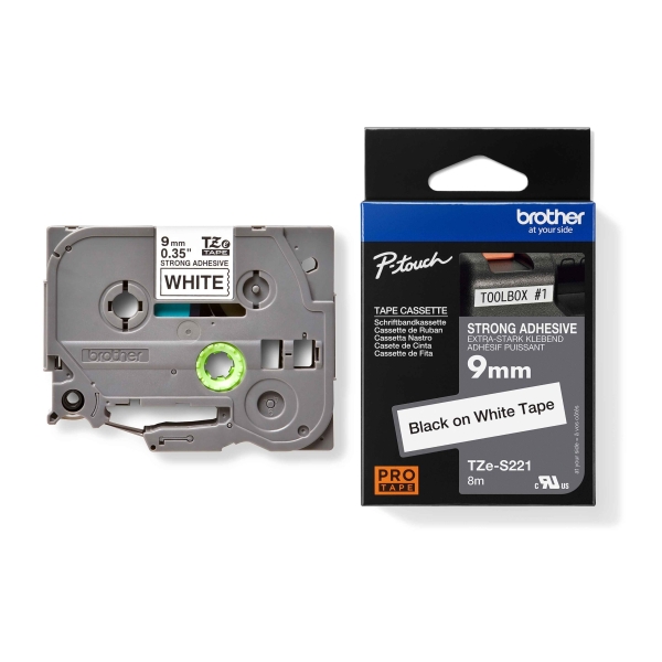 Label Tape 9Mm Tze-221 - Black On White BROTHER LABEL TAPE 6mm TZ-211 - Black on White