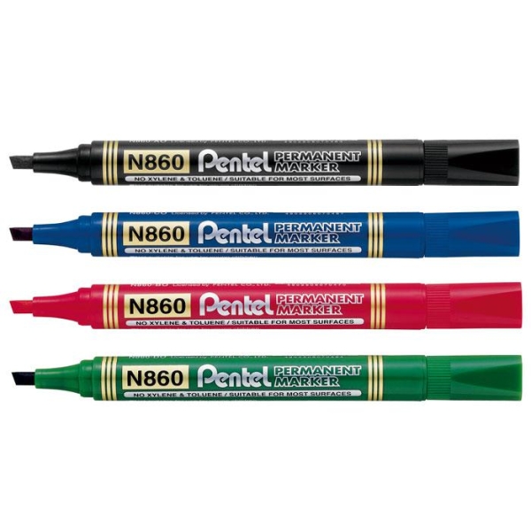 PENTEL N860 PERMANENT MARKER - Chiesel Tip "Black"