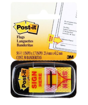 3M #680-9 SIGN HERE FLAGS 1" x 1.7"