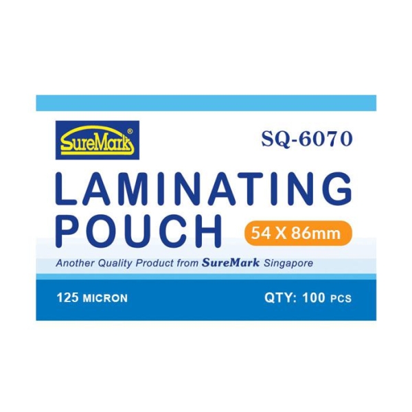 SUREMARK SQ6070 54MM X 86MM LAMINATING POUCH