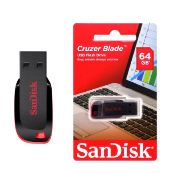 SANDISK CRUZER BLADE USB FLASH DRIVE 64GB