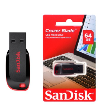 SANDISK CRUZER BLADE USB FLASH DRIVE 64GB