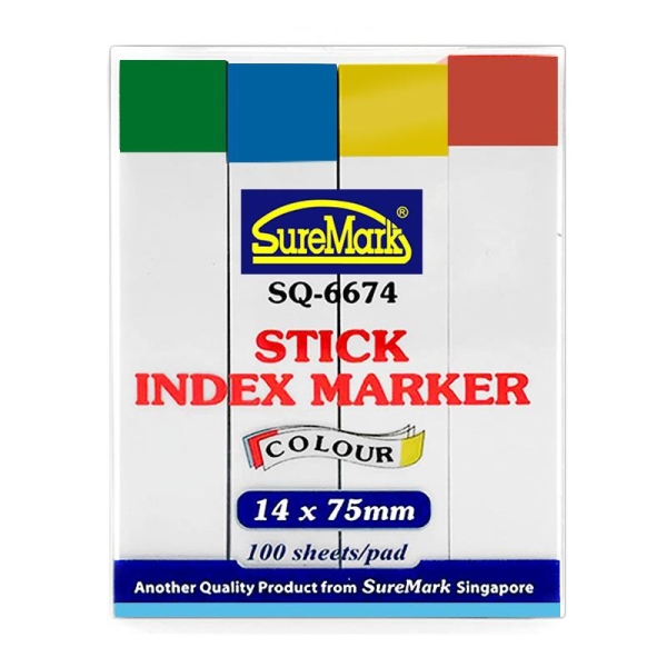 SUREMARK STICK INDEX MARKER 4sX14X75mm SQ6674