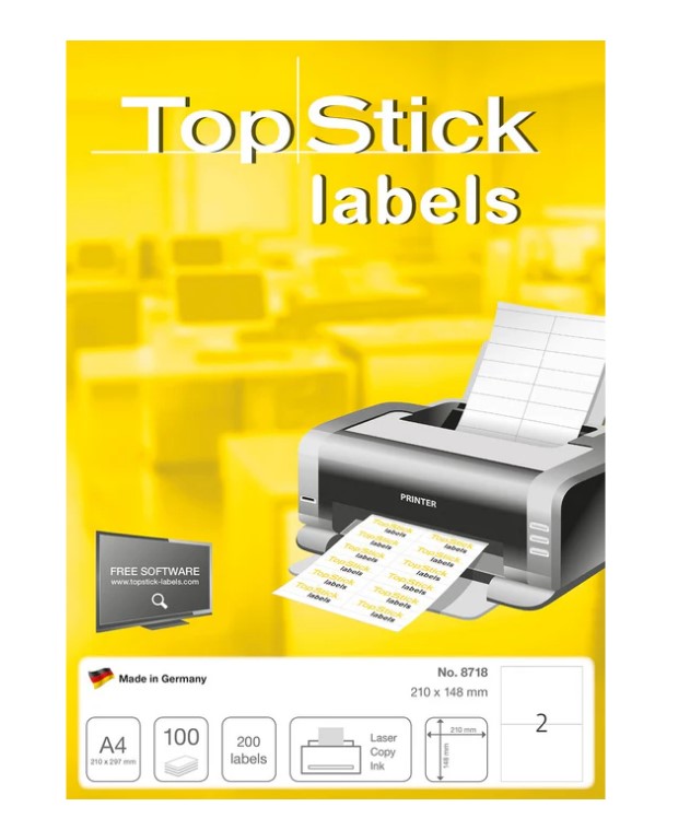 TOPSTICK LABEL 210mm X 148mm #8718