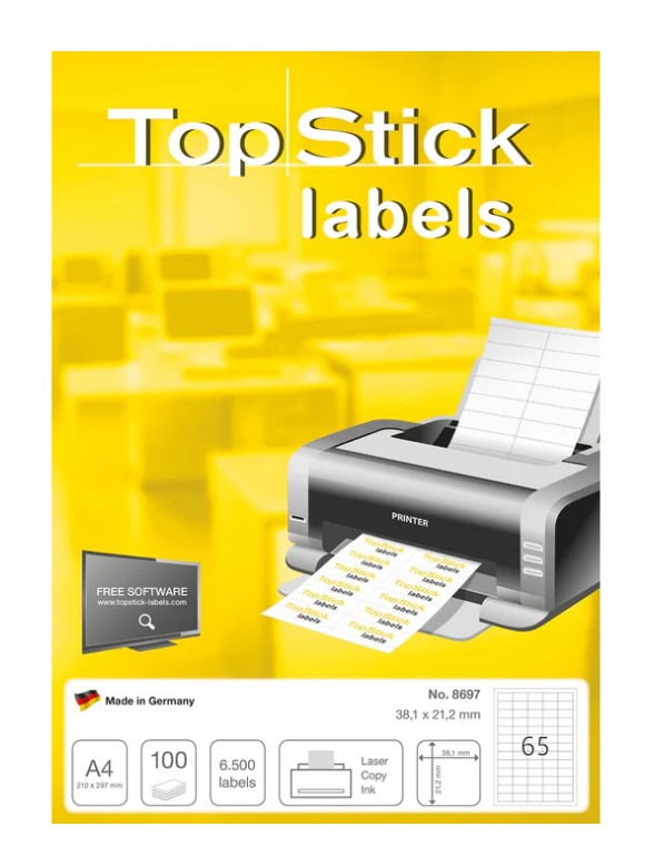 TOPSTICK LABEL 38.1mm X 21.2mm  #8697