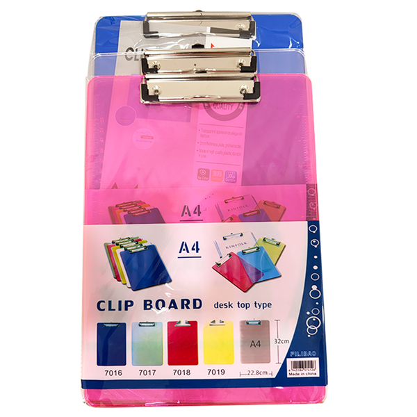 YW-A4 TRANSPARENT COLOURED CLIP BOARD - BLUE