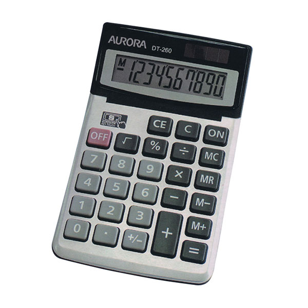 AURORA 10-DIGIT DUAL POWER CALCULATOR DT260