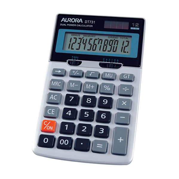 AURORA 12-DIGIT DUAL POWER CALCULATOR DT731