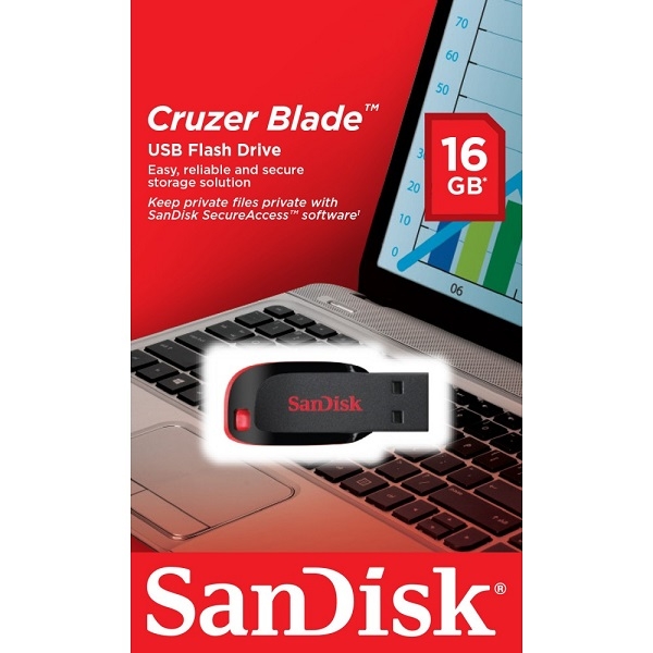 SANDISK CRUZER BLADE USB FLASH DRIVE 16GB