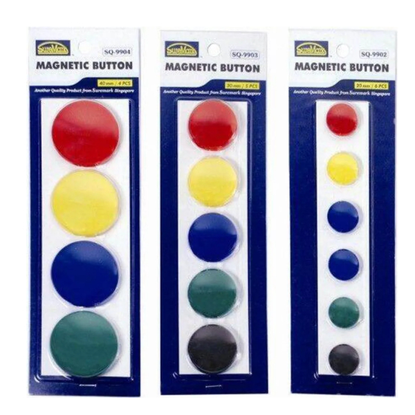 MAGNETIC BUTTON SQ9902 20MM 6s/PKT Assorted color