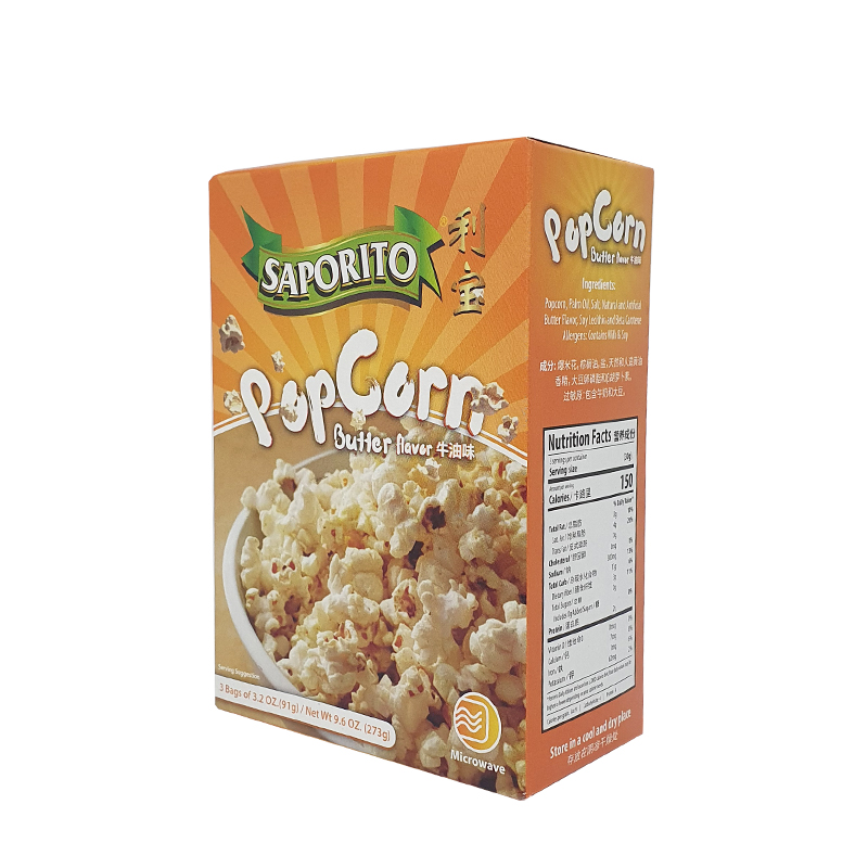 SAPORITO MICROWAVE POPCORN BUTTER  9.6OZ