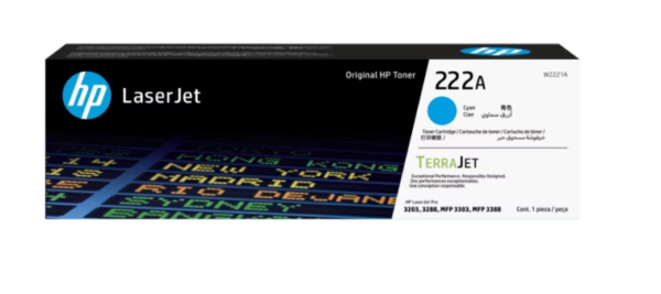 HP 222A ORIGINAL LASERJET TONER CARTRIDGE (W2221A) - CYAN