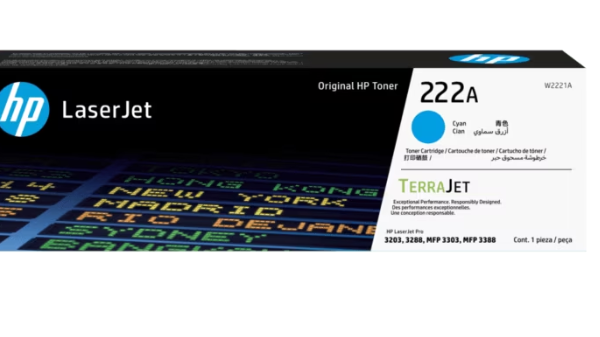 HP 222A ORIGINAL LASERJET TONER CARTRIDGE (W2221A) - CYAN